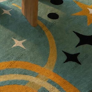8x10 feet Handmade Tufted Abstract Rug, Modern Colorful Area Rug, Nordic Living Room Rug, Artistic Tufted Carpet, Aesthetic Home Decor image 5