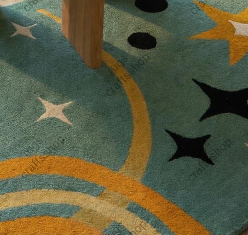 8x10 feet Handmade Tufted Abstract Rug, Modern Colorful Area Rug, Nordic Living Room Rug, Artistic Tufted Carpet, Aesthetic Home Decor image 5