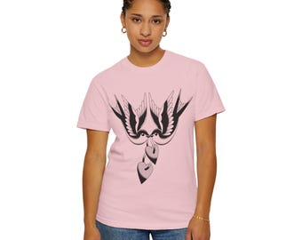 Swallow Bird T-Shirt, Bird Tattoo Shirt, Tattoo Related Clothing Brand, Tattoo Brand, Traditional Tattoo Shirt, Tattoo Clothing Brand