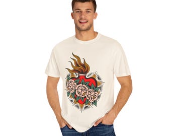 Sacred Heart Tattoo T-Shirt, Traditional Tattoo Tshirt, Tattoo Art Shirt, Comfort Colors Tattoo Shirt, Tattoo Related Apparel, Tattoo Tee