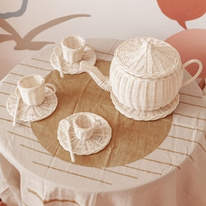 Kids Rattan Tea Set