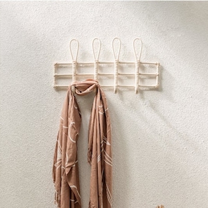 Nusa Modern Rattan Wall Hook | Coat Scarf Hat Towel Bags Clothes Organizer Minimal Boho Entryway Nursery Bedroom Kitchen Bathroom Decor