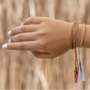 Golden Tassel Bracelets Bohemian Jewelry, Womens Girls, Delicate, Dainty, Bright, Beautiful, and Fun, Colorful, Adjustable size, image 1