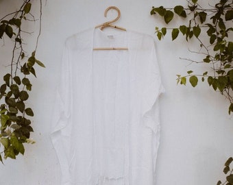 Solid Color Kimono in White | Womens Clothing, Comfy, Stylish, Bohemian, Sarong, Lightweight, Spring, Fall, Summer Wear