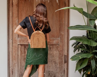 rainbow leather backpack with angel wings