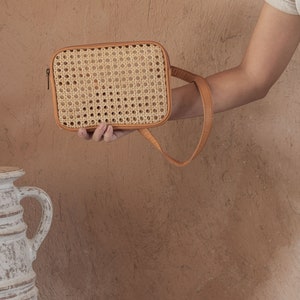 Vera Leather and Rattan Belt Bag
