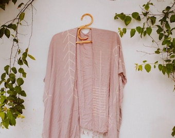 Kimono Desert Rose - Pareo de algodón de talla grande, estilo informal