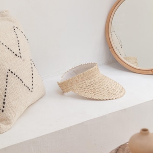 Sombrero con visera: estilo ratán ámbar (ajustable, hecho a mano, con protección UV) Blonde