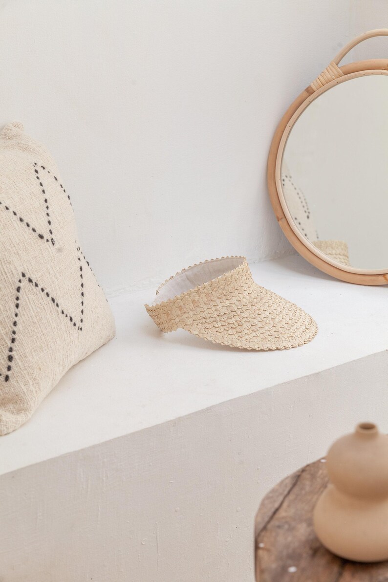 Sombrero con visera: estilo ratán ámbar (ajustable, hecho a mano, con protección UV) Blonde