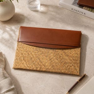 Cove Rattan Document Sleeve: Vegan Leather, Eco-Friendly Design