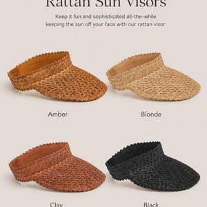 Chapéu com viseira: estilo rattan âmbar (ajustável, feito à mão, proteção UV) imagem 4