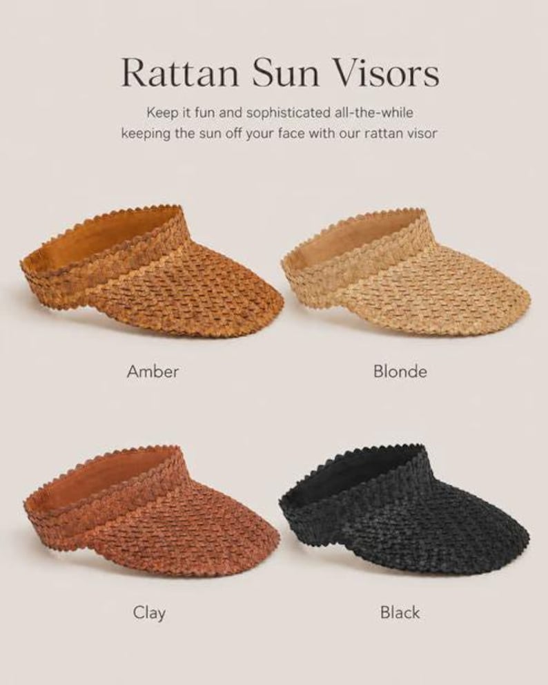 Chapéu com viseira: estilo rattan âmbar (ajustável, feito à mão, proteção UV) imagem 4