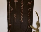 Beach Sarong Wrap: Modern Black Boho Tapestry - Soft Rayon Fabric