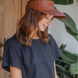 Chapéu com viseira: estilo rattan âmbar (ajustável, feito à mão, proteção UV) imagem 10