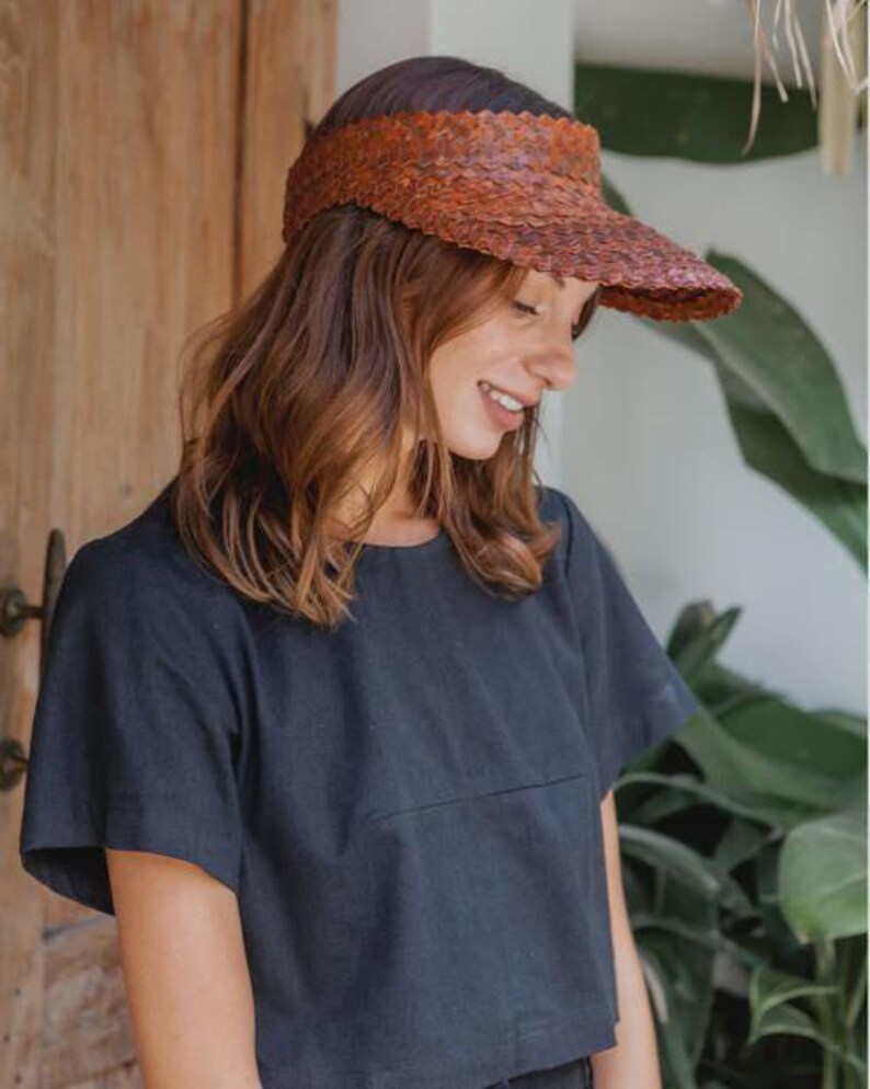 Chapéu com viseira: estilo rattan âmbar (ajustável, feito à mão, proteção UV) imagem 10