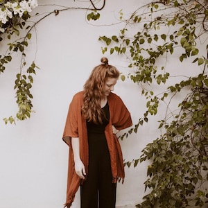Solid Color Kimono in Black | Womens Clothing, Solid Black w/ Tassels, Comfy, Stylish, Bohemian, Lightweight, Spring, Fall, Summer Wea