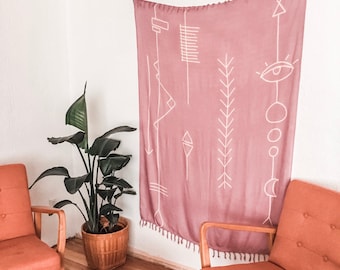 Abstract Textile Wall Hanging: Boho Dorm Decor (66x42 inches)