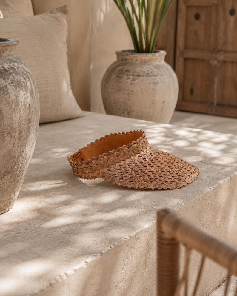Sombrero con visera: estilo ratán ámbar (ajustable, hecho a mano, con protección UV) imagen 10