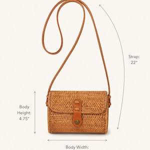 Circle Rattan Purse: Handmade Bali Bag with Leather Strap image 10