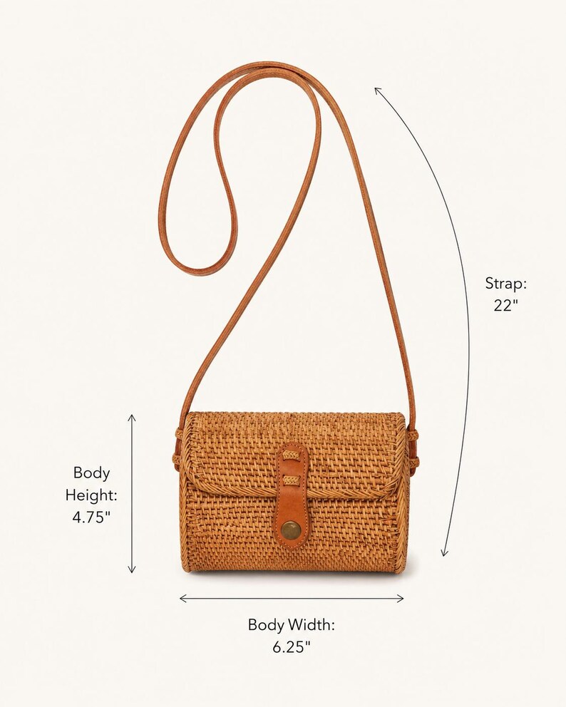 Circle Rattan Purse: Handmade Bali Bag with Leather Strap image 10