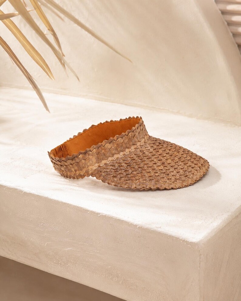 Sombrero con visera: estilo ratán ámbar (ajustable, hecho a mano, con protección UV) imagen 11