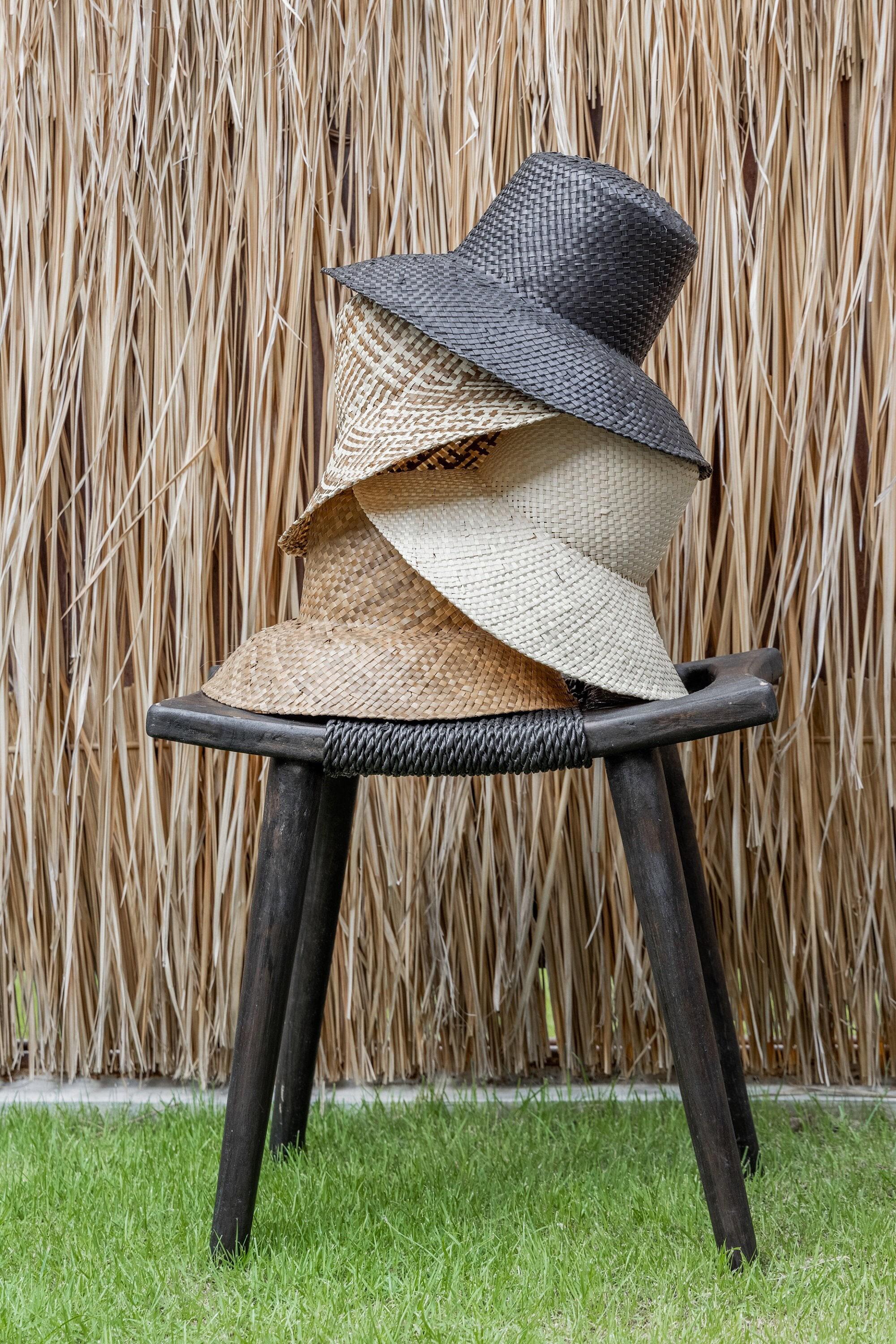 Woven Bucket Hat: Black Ombre, Handcrafted Seagrass - Etsy display picture 1