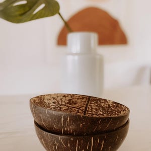Coconut Bowl Set: Raw Handmade Bowls (4 Pieces, Various Sizes) image 1
