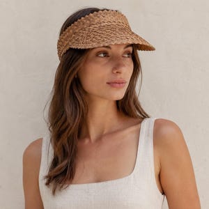 Chapéu com viseira: estilo rattan âmbar (ajustável, feito à mão, proteção UV) imagem 2