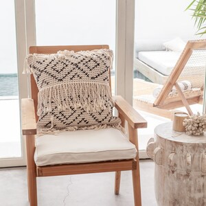 Bohemian Tasseled Macrame Throw Pillow