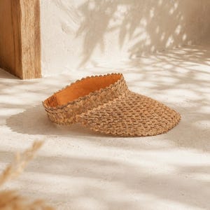 Sombrero con visera: estilo ratán ámbar (ajustable, hecho a mano, con protección UV) imagen 14