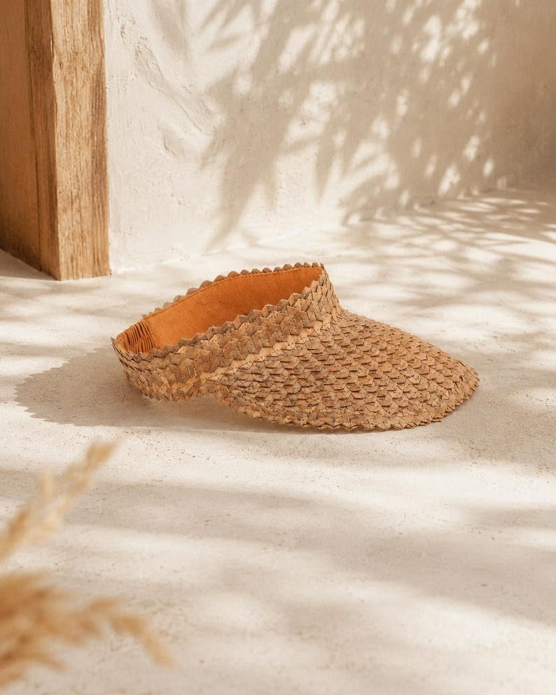 Sombrero con visera: estilo ratán ámbar (ajustable, hecho a mano, con protección UV) imagen 14