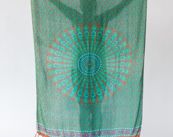 Jade | Women's Bohemian Textile, Beach Sarong, Modern Tapestry, Boho Pareo, Scarf, Head + Body Wrap, Picnic Blanket, Wall Hanging, Coverup,