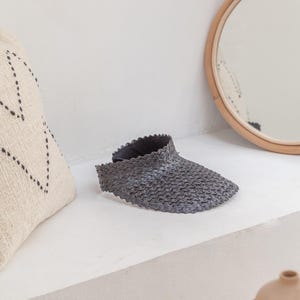 Sombrero con visera: estilo ratán ámbar (ajustable, hecho a mano, con protección UV) Black
