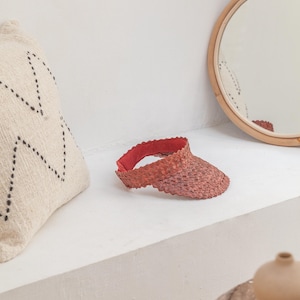 Sombrero con visera: estilo ratán ámbar (ajustable, hecho a mano, con protección UV) Clay