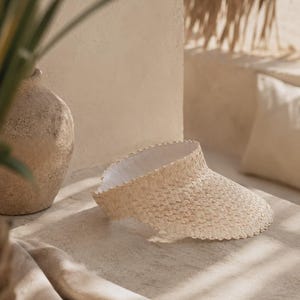 Chapéu com viseira: estilo rattan âmbar (ajustável, feito à mão, proteção UV) imagem 7