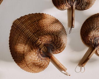 Paradisio Woven Fan - Amber Raffia Leaf, Wall or Handheld