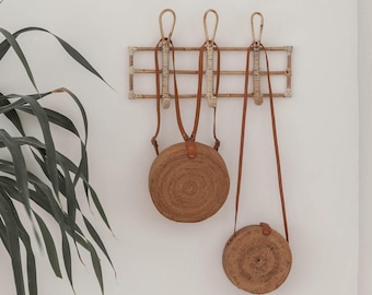 Nusa Rattan Wall Hook: Handmade Boho Organizer for Coats and Hats