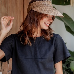 Sombrero con visera: estilo ratán ámbar (ajustable, hecho a mano, con protección UV) imagen 2