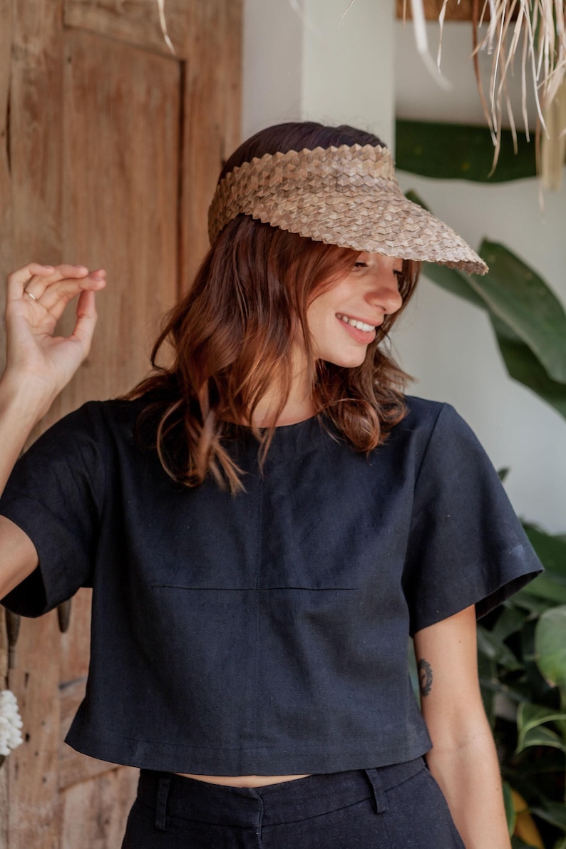 Sombrero con visera: estilo ratán ámbar (ajustable, hecho a mano, con protección UV) imagen 2