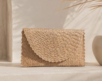 Clutch de vime: Bolsa Boho Âmbar - Bolsa Tote Leve e Natural