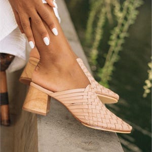 Braided Leather Mules - Comfortable Slip-On with Wooden Heel