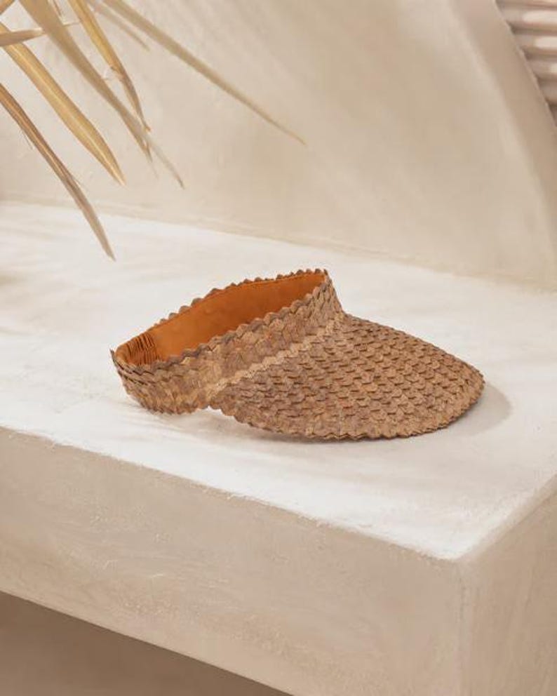 Chapéu com viseira: estilo rattan âmbar (ajustável, feito à mão, proteção UV) imagem 1