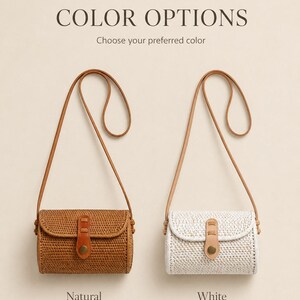 Circle Rattan Purse: Handmade Bali Bag with Leather Strap image 7