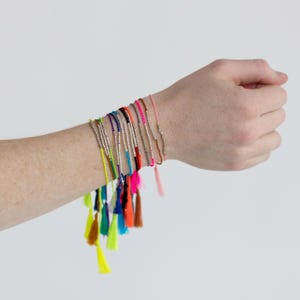 Silver Beaded Tassel Bracelets | Delicate, Dainty, Tassel, Silver, Jewelry, Boho, Bohemian