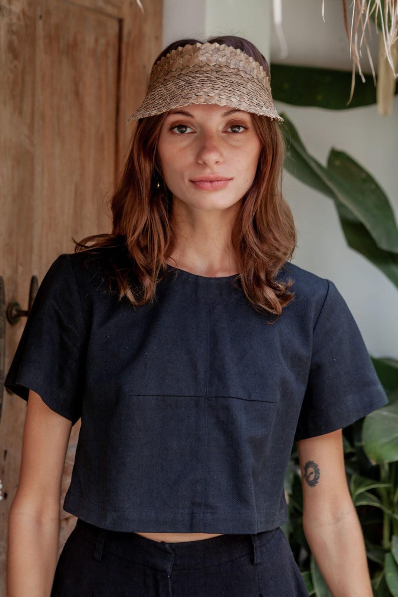 Sombrero con visera: estilo ratán ámbar (ajustable, hecho a mano, con protección UV) imagen 3