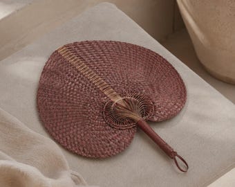 Paradisio Palm Leaf Fan: Handwoven Clay Raffia - Tropical Decor