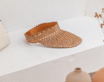 Sombrero con visera: estilo ratán ámbar (ajustable, hecho a mano, con protección UV)
