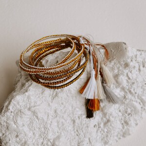 Golden Tassel Bracelets Bohemian Jewelry, Womens Girls, Delicate, Dainty, Bright, Beautiful, and Fun, Colorful, Adjustable size, image 5