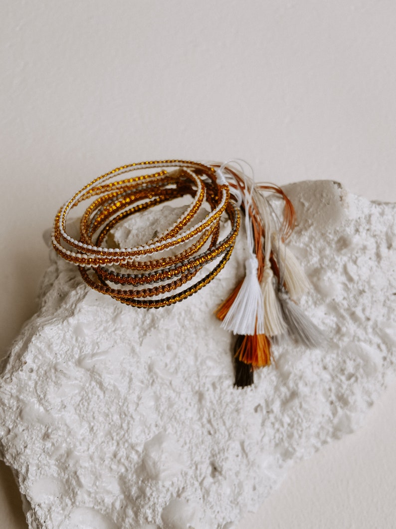 Golden Tassel Bracelets Bohemian Jewelry, Womens Girls, Delicate, Dainty, Bright, Beautiful, and Fun, Colorful, Adjustable size, image 5