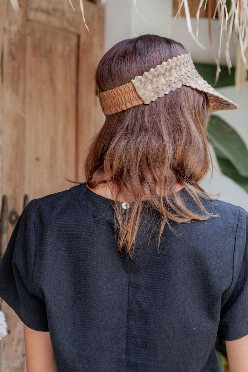 Sombrero con visera: estilo ratán ámbar (ajustable, hecho a mano, con protección UV) imagen 4